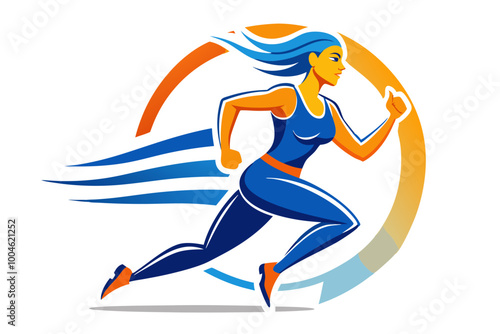 A vector logo Lady running Illustration Transparent White Background