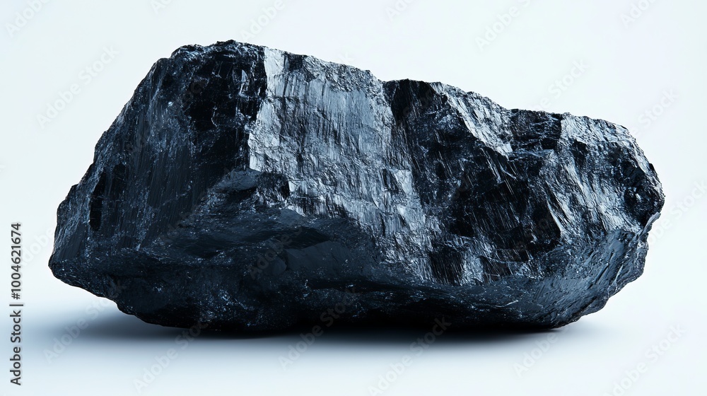 Large piece of coal standing on white background Large piece of coal standing on white background