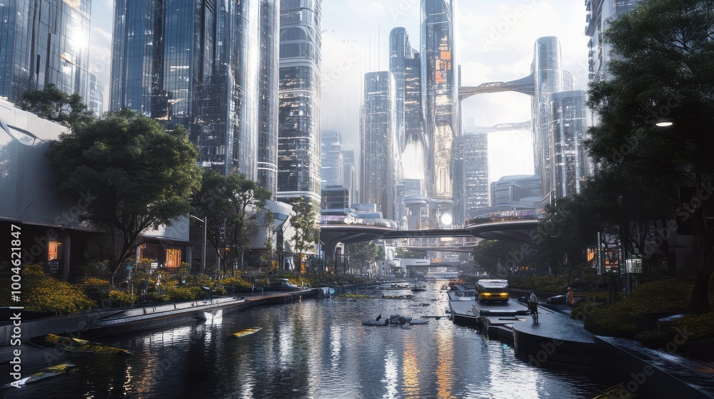 A vision of the future in 2025, with advanced technology, cleaner cities, and a thriving global community A vision of the future in 2025, with advanced technology, cleaner cities, and a thriving global community