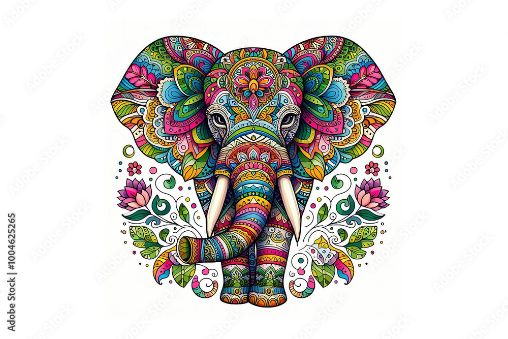 Obraz premium colorful Elephant mandala design, white background