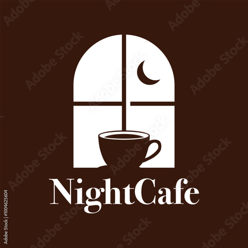 night cafe flat minimalist logo design