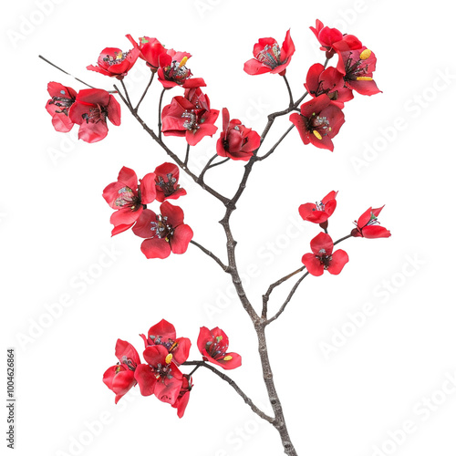 Red Blossoms Against a Black Background