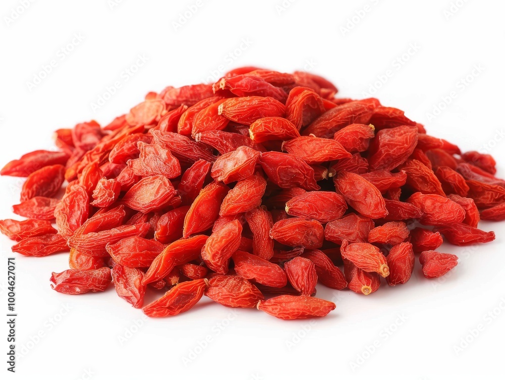 A pile of fresh goji berries on a white background A pile of fresh goji berries on a white background