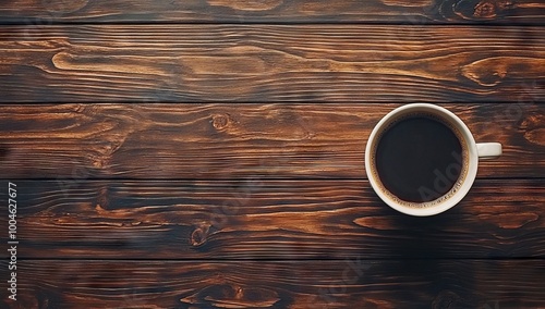 Dark wooden table with a freshly brewed pot of coffee and ample space for creative text expressions