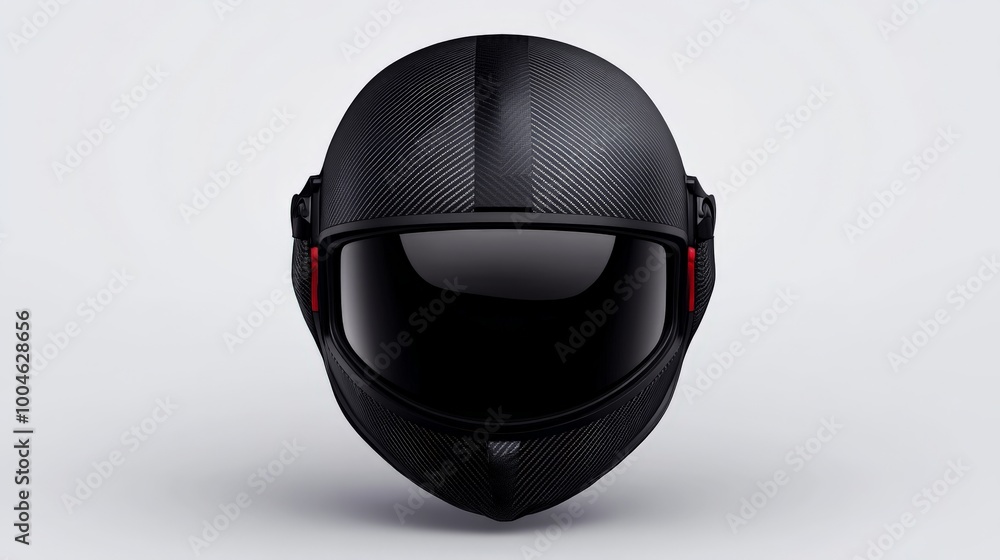 Fototapeta premium Black Motorcycle Helmet with Red Accents: A sleek, modern motorcycle helmet with a matte black finish and red accents. The helmet is designed for safety and style.