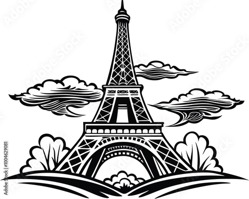 eiffel tower city silhouette vector file.