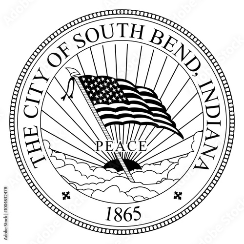 South Bend Indiana seal vector file  Blank, outline vector, SVG Badge, CNC Router File, Laser Engraving, Cricut, Ezcad, Digital Cutting File for laser cutting, laser engraving template