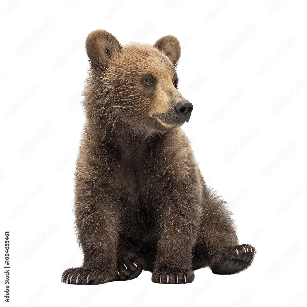 Fototapeta premium Cute Brown Bear Cub Sitting