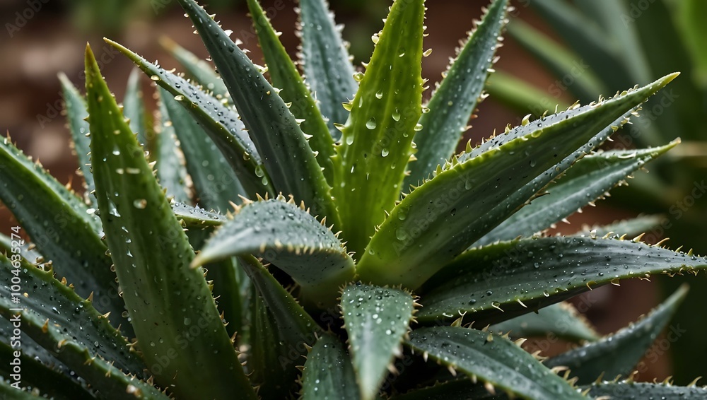 Close-up of vibrant green aloe vera leaves with sharp edges. Close-up of vibrant green aloe vera leaves with sharp edges.