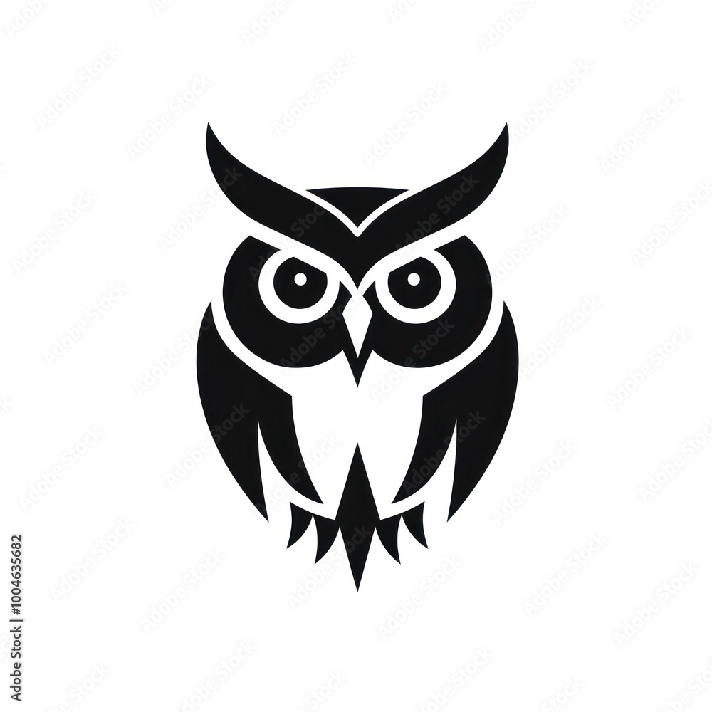Fototapeta premium Owl logo icon animal black white.