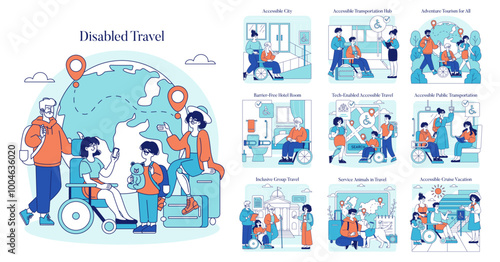 Disabled Travel. Flat Vector Illustration