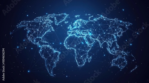 Wallpaper Mural World geometric and earth for connection ,community and society Map networking and communication, planet model with decoration, abstract design or geometric link of business and global economy  Torontodigital.ca