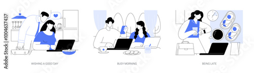 Busy morning isolated cartoon vector illustrations se