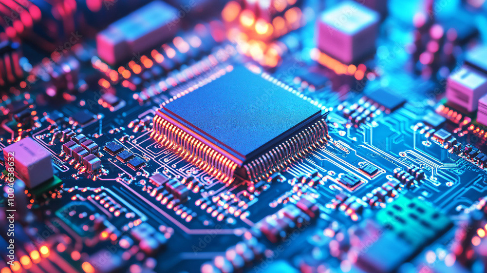 A high-tech factory producing microchips. A high-tech factory producing microchips.
