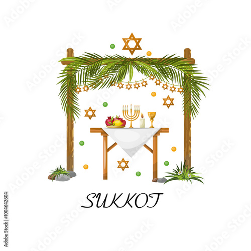 Vector symbols of the Israeli holiday Sukkot