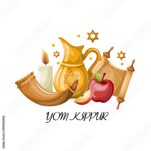 Religious Israeli holiday Yom Kippur objects symbols