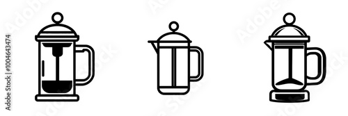 A simple line icon representing the French Press. The icon has a single line and is a modern icon.