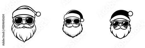 Fun Santa Claus character with sunglasses and a festive hat in a playful line art style