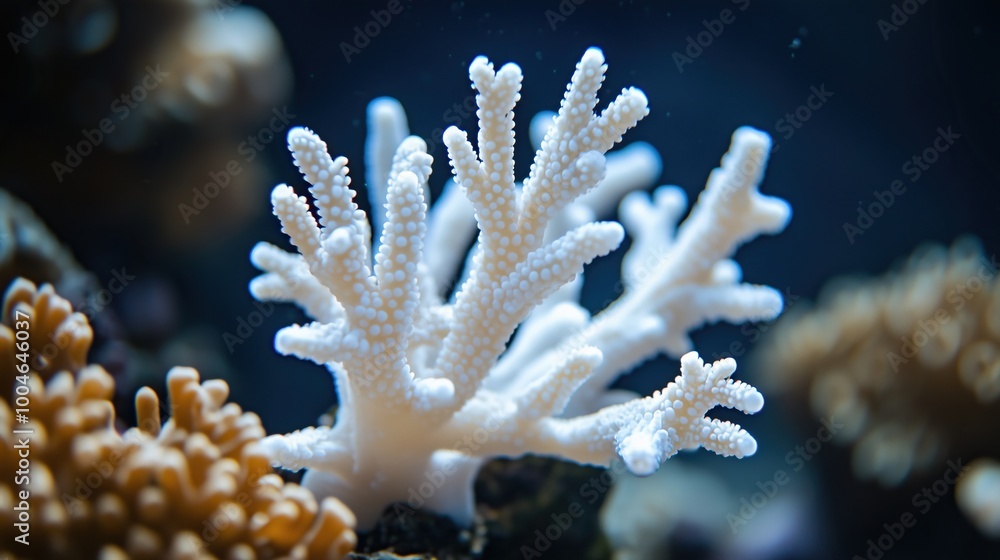 A close up of a bunch of white and black coral