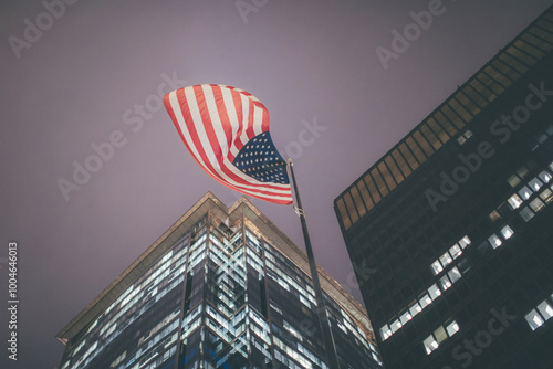 american flag in the city photo