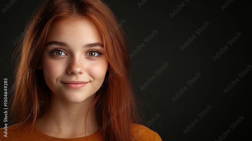 Beautiful Redhead Woman Smiling in a Portrait Beautiful Redhead Woman Smiling in a Portrait