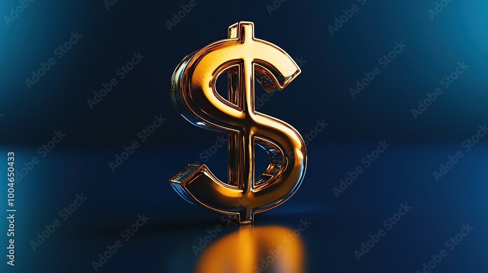 3D golden dollar sign on a blue background. 3D golden dollar sign on a blue background.