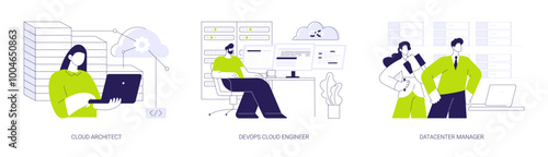 Cloud engineering abstract concept vector illustrations.