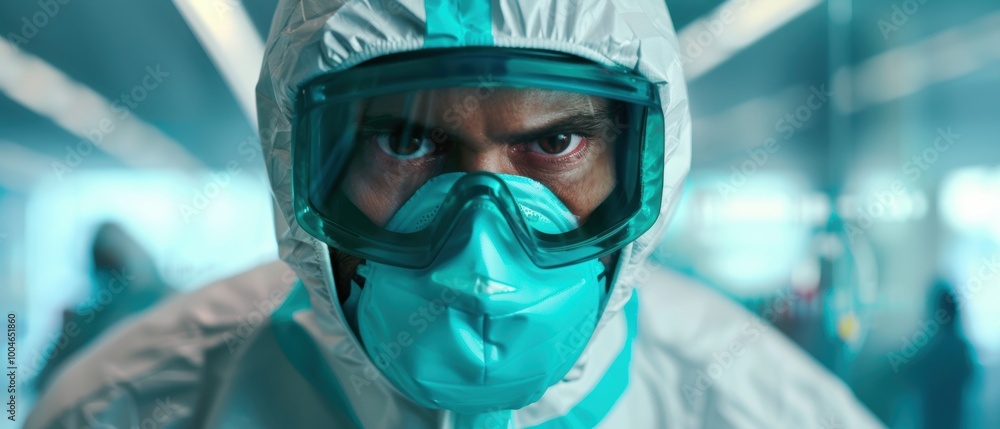 Researcher in Protective Gear Engaged in Experimentation Researcher in Protective Gear Engaged in Experimentation