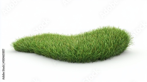 A lush, green patch of grass shaped organically, suggesting a natural landscape element.