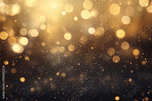 A collection of golden bokeh lights forms a soft, shimmering backdrop, creating a warm and festive ambiance for celebrations