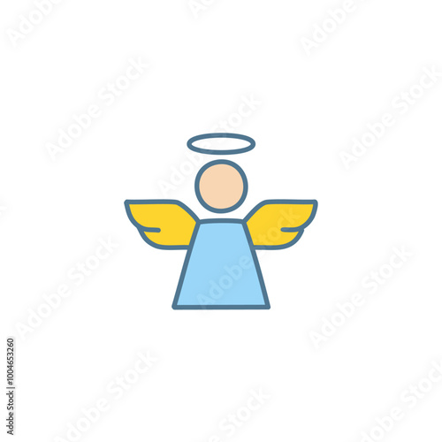 Minimalist Angel Icon with Halo and Wings