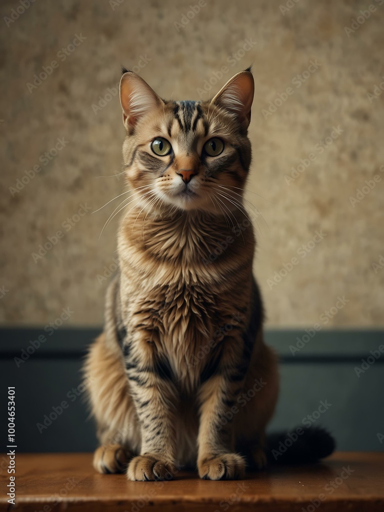 Elegant cat sitting in vector illustration. Elegant cat sitting in vector illustration.