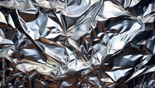 Shiny crumpled aluminum foil