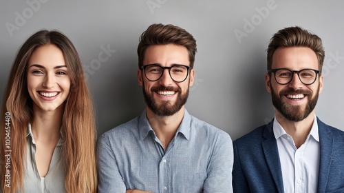 Professional Group of Men and Women Smiling Together