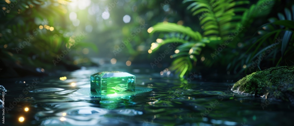 Serene Stream in a Partially Submerged Forest Setting Serene Stream in a Partially Submerged Forest Setting