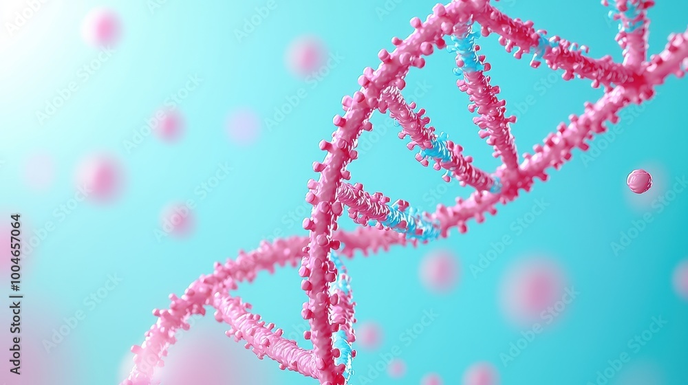 A close up of a DNA strand, rendered in shades of pink and blue, emphasizing the intricate beauty and complexity of life. A close up of a DNA strand, rendered in shades of pink and blue, emphasizing the intricate beauty and complexity of life.