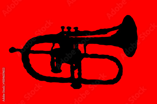 Photography silhouette trumpet wind musical instrument jazz orchestra play music vector imag
