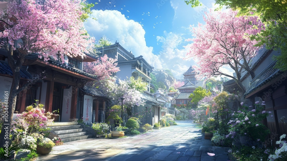 Obraz premium A breathtaking fusion of nature and architecture, where stunning landscapes harmonize with magnificent structures to create a scene of serene beauty