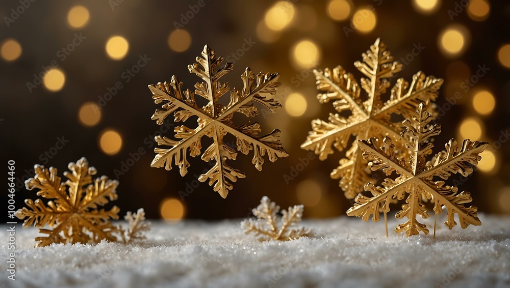 Golden snowflakes. Golden snowflakes.