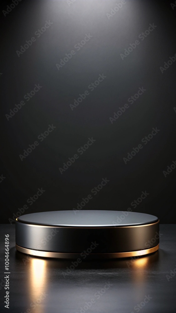Elegant Black Glossy Platform with Soft Golden Lighting - Product Display Mockup Elegant Black Glossy Platform with Soft Golden Lighting - Product Display Mockup