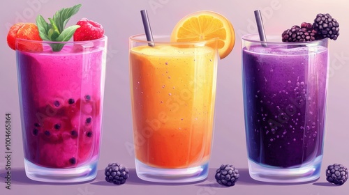 Wallpaper Mural Fruit, berry and vegetable smoothies. Proper nutrition. Healthy lifestyle. Juice. Vitamins. Smoothies to go. Colored smoothies in glasses Torontodigital.ca