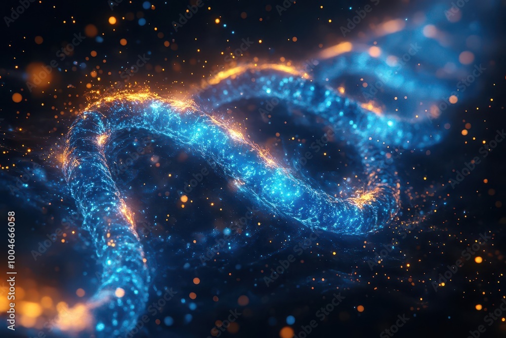 an abstract background features a glowing blue dna strand symbolizing life and science with fluid designs and intricate details that create a sense of depth and wonder an abstract background features a glowing blue dna strand symbolizing life and science with fluid designs and intricate details that create a sense of depth and wonder