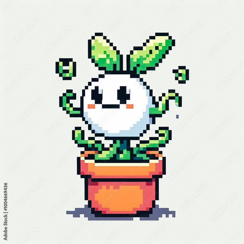8bit pixel art style illustration of a potted plant 8bit pixel art style illustration of a potted plant