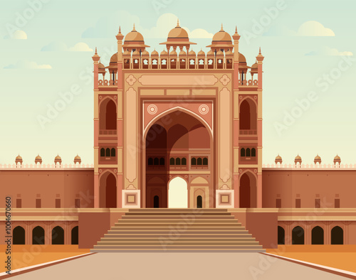 Buland Dawaza - Fatehpur Sikri, Uttar Pradesh - Stock Illustration