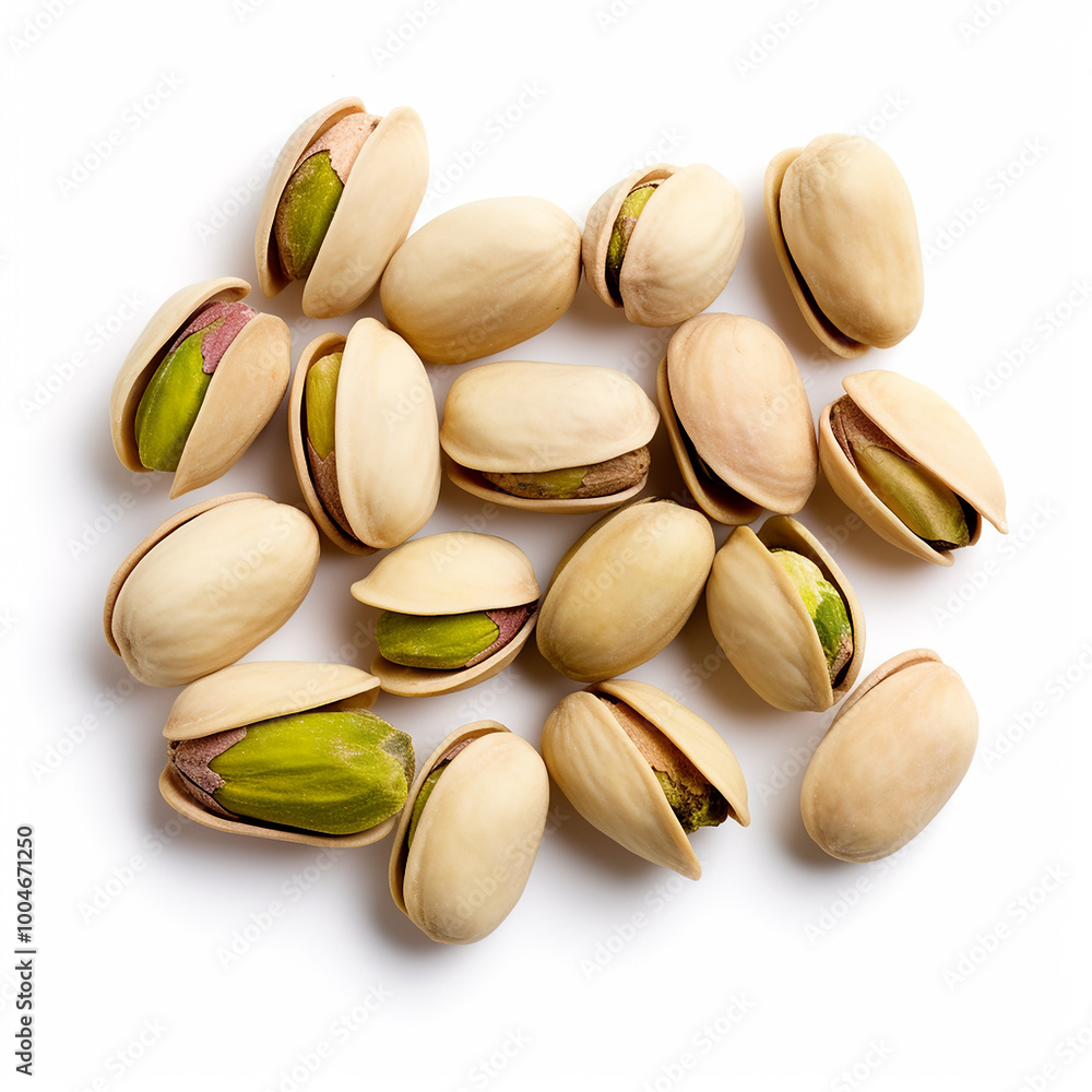 pistachio nuts on white background pistachio nuts on white background