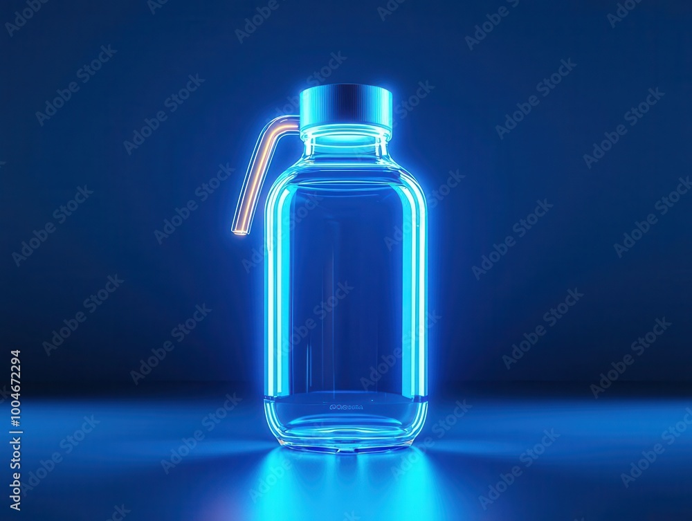 Digital water bottle displaying hydration progress with LED indicators, Digital hydration bottle, Smart, modern, efficient Digital water bottle displaying hydration progress with LED indicators, Digital hydration bottle, Smart, modern, efficient