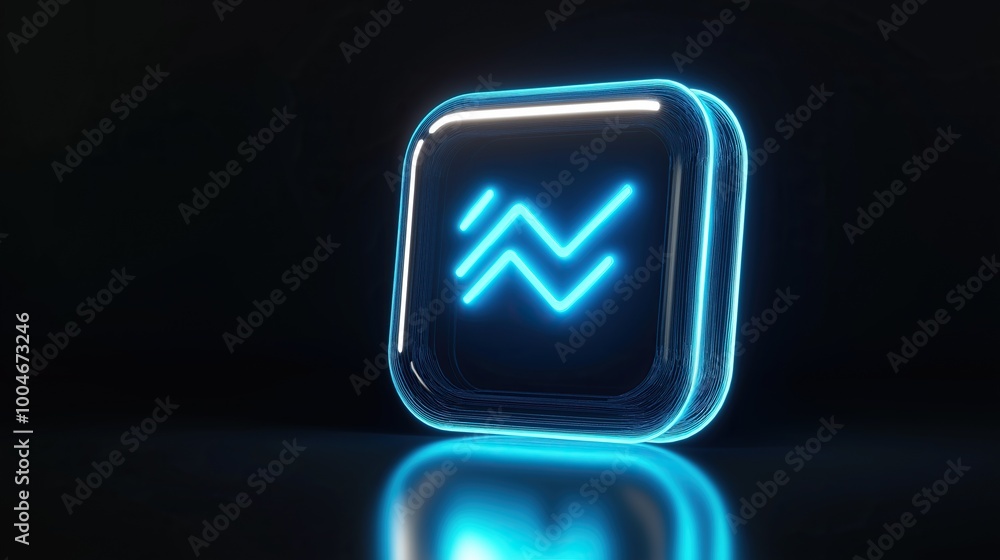Illuminated blue wi fi symbol inside a clear cube with digital wave on dark backdrop Illuminated blue wi fi symbol inside a clear cube with digital wave on dark backdrop