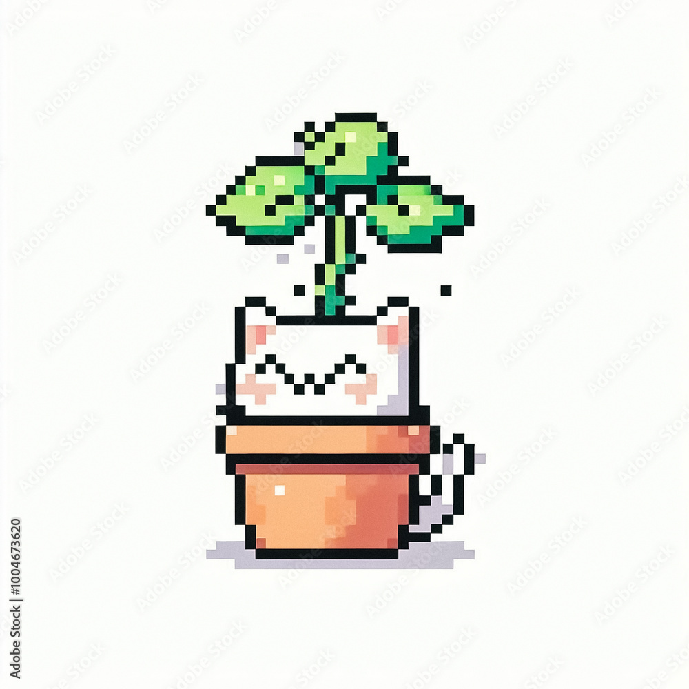 8bit pixel art style illustration of a potted plant 8bit pixel art style illustration of a potted plant