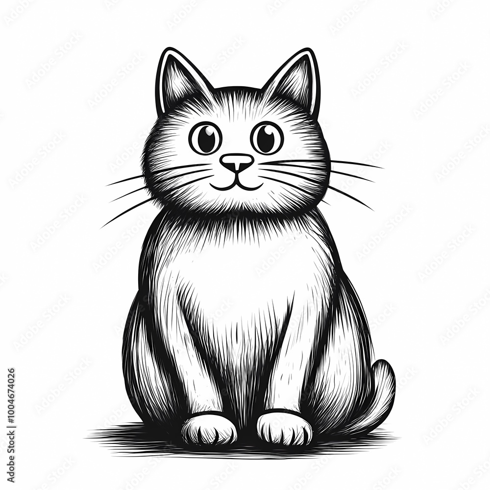 A black and white coloring book with an illustration of a cat, creating a platform for children's creativity. Promotes the development of creativity and perseverance. A black and white coloring book with an illustration of a cat, creating a platform for children's creativity. Promotes the development of creativity and perseverance.