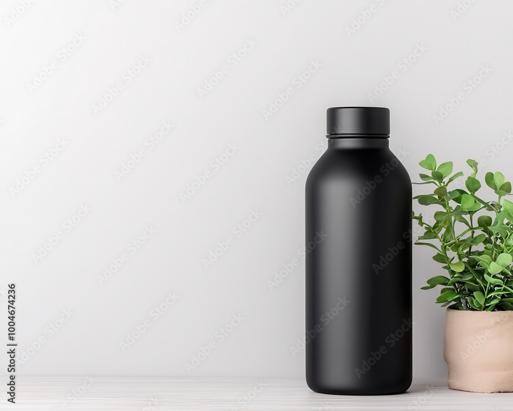 Matte black water bottle with a sleek design for a modern, minimalist lifestyle, Matte black water bottle, Chic, modern, stylish Matte black water bottle with a sleek design for a modern, minimalist lifestyle, Matte black water bottle, Chic, modern, stylish